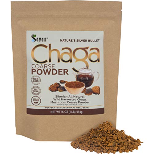 Sayan Siberian Raw Ground Chaga Powder 1 Lbs (454g) - Wild Forest Mushroom Tea, Powerful Adaptogen Antioxidant Supplement - Support for Immune System, Digestive Health and Inflammation Reduction