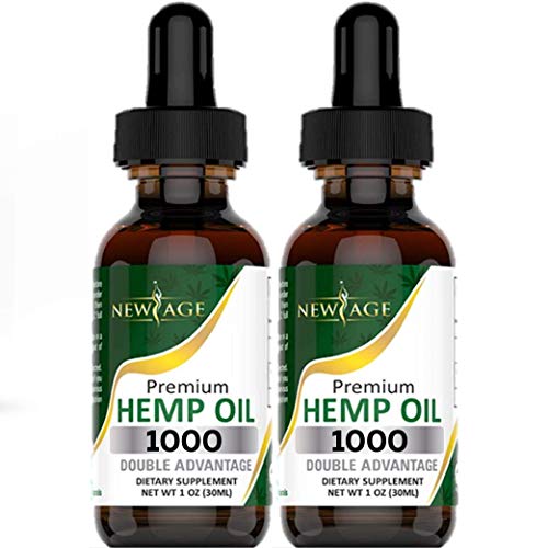 Hemp Oil Extract - 2 Pack - New Age 1000 - Grown & Made in USA - Natural Hemp Drops - Helps with Sleep, Skin & Hair (Mint 1000mg)