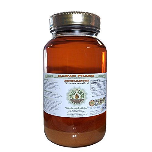 Ashwagandha Alcohol-Free Liquid Extract, Organic Ashwagandha (Withania Somnifera) Dried Root Glycerite 32 oz Unfiltered