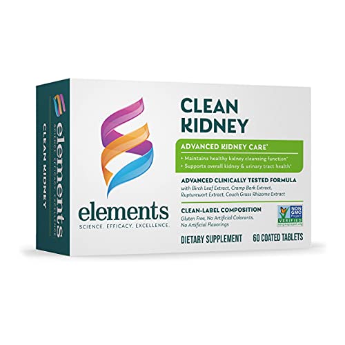 Elements Clean Kidney - Dietary Supplement, Supports Urinary Health and Normal Kidney Function, Gluten Free, 60 Tablets (60 Servings)