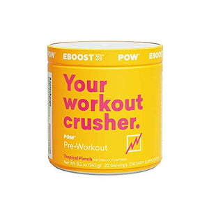 EBOOST POW Natural Pre-Workout Powder – 20 Servings - Tropical Punch - A Pre Workout Supplement for Performance, Joint Mobility Support, Energy, Focus - Non-GMO, Gluten-Free, No Creatine