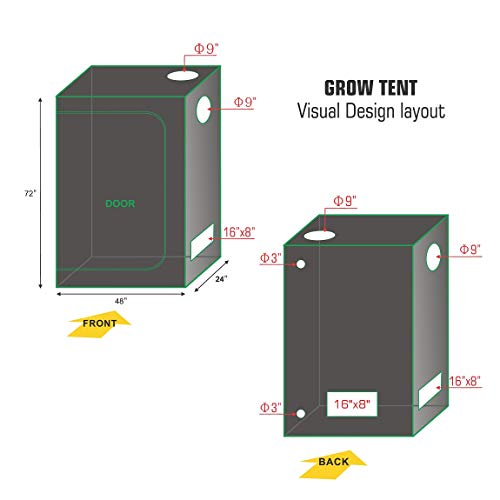 TopoLite 48"x24"x72" Grow Tent Room Reflective Mylar Indoor Garden Growing Room Hydroponic System