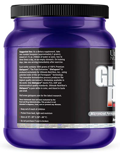 Ultimate Nutrition Glutapure 5000mg Biovolumizing, Muscle Recovery Supplements with L-Glutamine, Amino Acid Powder for Immune Function, 1000g Powder, 200 Servings