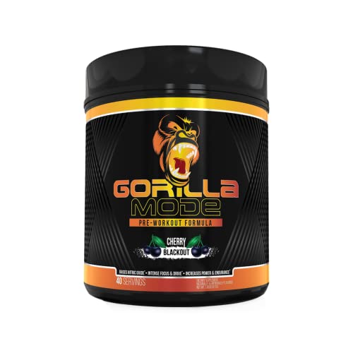 Gorilla Mode Pre Workout - Massive Pumps · Laser Focus · Energy · Power - L-Citrulline, Creatine, GlycerPump™, L-Tyrosine, Agmatine, Kanna, N-Phenethyl Dimethylamine Citrate - 604 Grams (Cherry)