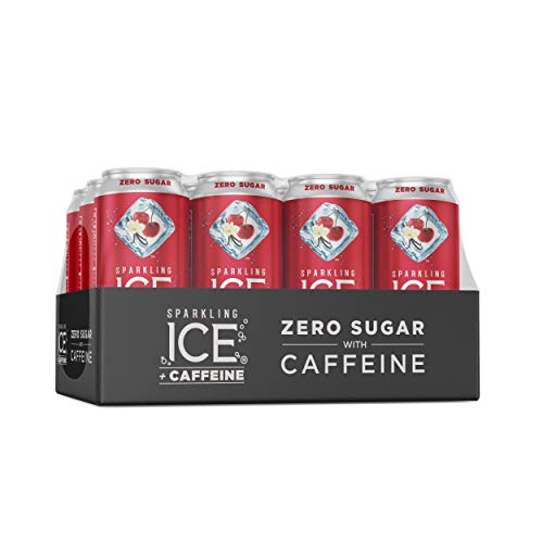 Sparkling ICE +Caffeine Cherry Vanilla Sparkling Water, with Antioxidants and Vitamins, Zero Sugar, 16 fl oz Cans (Pack Of 12) & +Caffeine Blue Raspberry Sparkling Water, 16 fl oz Cans (Pack Of 12)