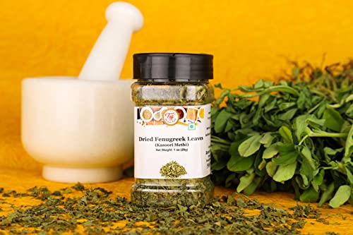TAJ Premium Indian Kasoori Methi, Dried Fenugreek Leaves, 1oz (28g)