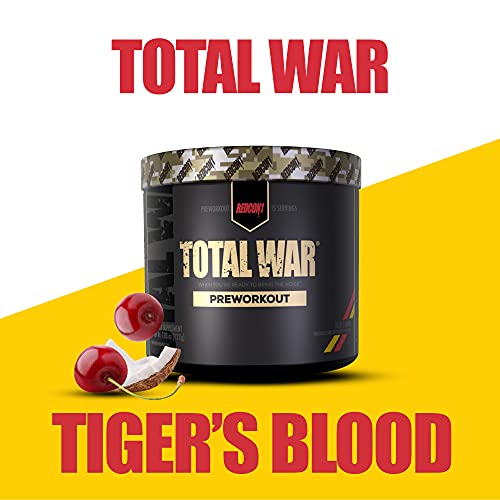 Redcon1 - Total War - Preworkout - All New (15 Servings) Boost Energy, Increased Lasting Endurance, Citrulline Malate, Beta-Alanine, Keto Friendly, (Tigers Blood)