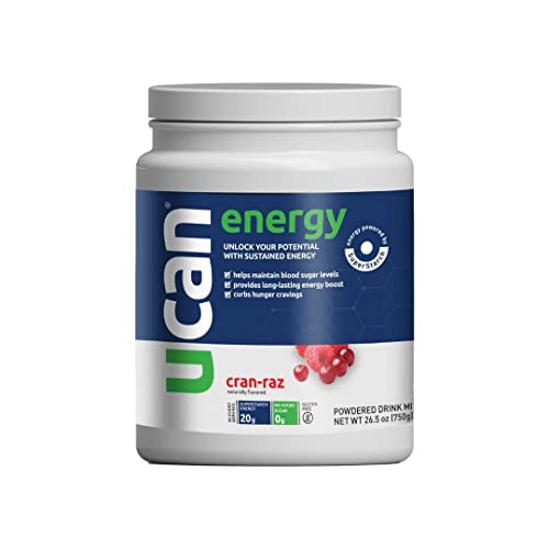 UCAN Sugar Free Pre Workout Powder - Keto Energy Powder - Preworkout Drink for Women & Men with SuperStarch - Caffeine Free & Stim Free Pre Workout - Vegan - Cran-Raz - 30 Servings