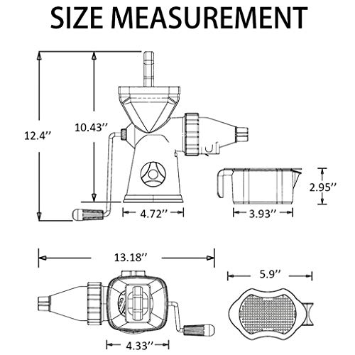 Manual Masticating Juicer - Household Hand Juicer Multifunction Fresh Fruit Extractor Kitchen Tool Mashed Press Fruit Vegetable Wheatgrass Juicer Manual Juicer