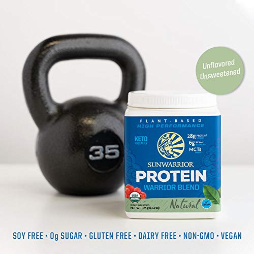 Sunwarrior Warrior Blend - Organic Vegan Plant Protein Powder with BCAAs and Pea Protein - Dairy Free, Gluten Free, Soy Free, Non- GMO, Plant Based Protein Powder, Sugar Free and Keto Friendly