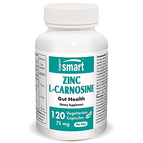 Supersmart - Zinc L-Carnosine 75 mg Per Day - Gut Health & Anti Inflammatory Supplement - Help Reduce Acid Reflux | Non-GMO & Gluten Free - 120 Vegetarian Capsules