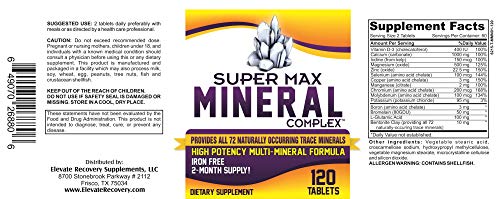 2-Month Multi Mineral Supplement (Iron Free) with 72 Trace Minerals - Supplements - Natural Multiminerals - Multimineral Complex - 120 Tablets