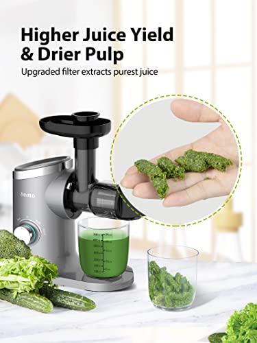 Slow Masticating Juicer,Aeitto Celery Juicer Machine,Juice Extractor,Cold Press Juicer with 2-Speed Modes,Reverse Function & Quiet Motor for Vegetables And Fruits,Easy to Clean with Brush