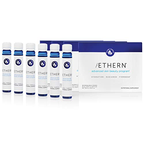 Aethern Advanced Skin Beauty Program - Liquid Collagen Drink Formula with Bioactive Collagen Peptides and Hyaluronic Acid - 14 Natural Ingredients for Skin Revitalization - 28 Daily Drinkable Doses