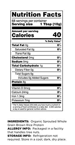 Terrasoul Superfoods Organic Sprouted Brown Rice Protein Powder, 1.5 Pounds