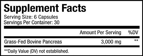 Codeage Grass Fed Beef Pancreas Supplement Glandulars - Freeze Dried, Non-Defatted Desiccated Beef Pancreas Pills – Pancreatic Enzymes Diet Meat - Pasture Raised Argentina Beef Vitamins - 180 Capsules