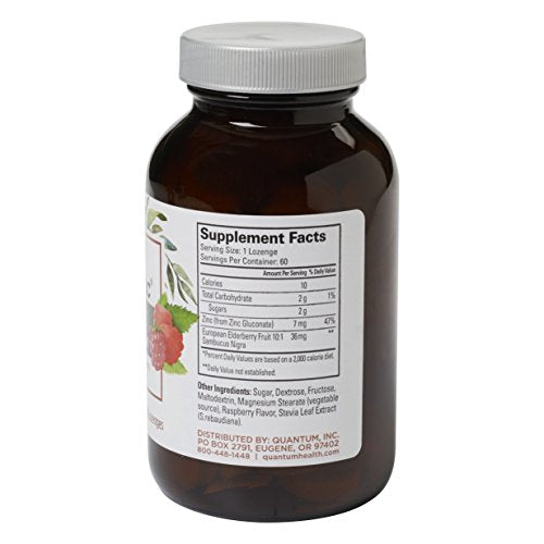 Quantum Health TheraZinc Elderberry Lozenges, Made with Zinc Gluconate for Immune Support, 60 Count
