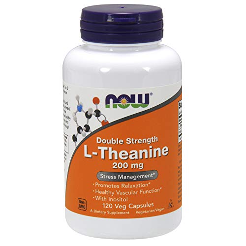 Now Supplements, L-Theanine 200 mg with Inositol, Stress Management, 120 Veg Capsules, Unflavored