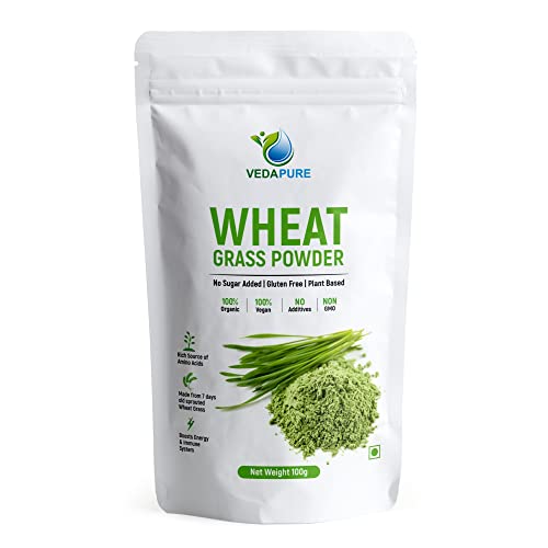 Vedapure 100% Natural Wheat Grass Powder Helps BuiIding lmmunity & Energy (100 g)
