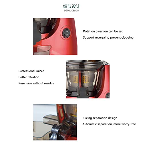 Slow Juicer, 400W Slow Masticating Juicer Machine 82mm Wide Chute for Vegetable Fruit, with Quiet Motor and Reverse Function, Easy Clean