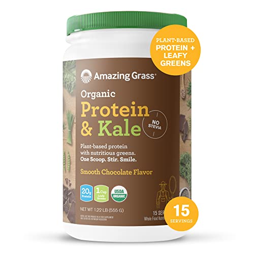 Amazing Grass Vegan Protein & Kale Powder: 20g of Organic Protein + 1 Cup Leafy Greens per Serving, Chocolate, 15 Servings