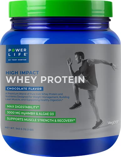 Tony Horton PowerLife High Impact Whey Protein with 3000 MG of HMB, No Sugar Added, Non-GMO, Hormone and Antibiotic Free 15 Servings (Chocolate)