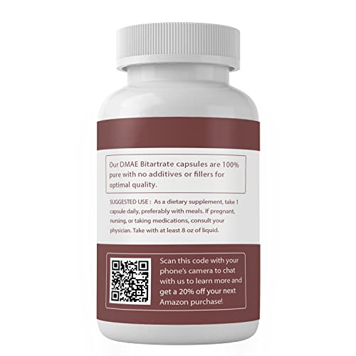 DMAE Bitartrate Capsules (100 Capsules), Increases Acetylcholine, Regulates Brain Function, Lab Tested