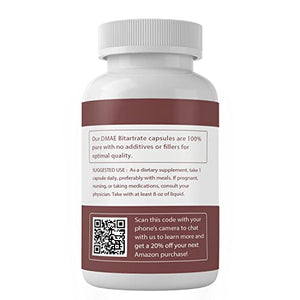 DMAE Bitartrate Capsules (100 Capsules), Increases Acetylcholine, Regulates Brain Function, Lab Tested