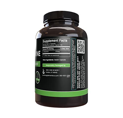 Pure Original Ingredients L-Glutamine (365 Capsules) No Magnesium Or Rice Fillers, Always Pure, Lab Verified