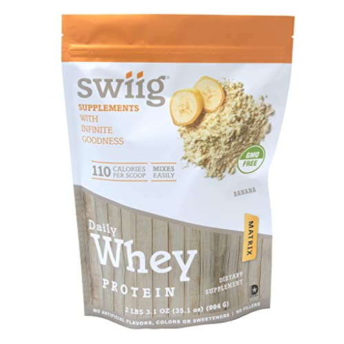 swiig Daily Whey Matrix Protein Powder, Banana, 2.2 Pound