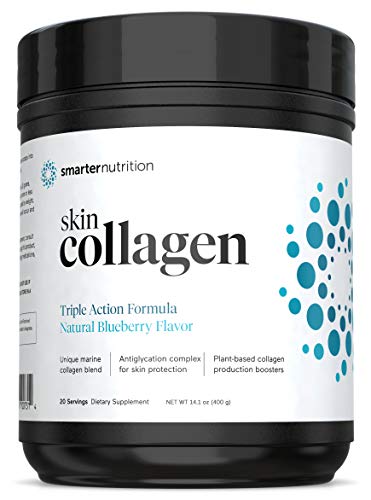 Smarter Skin Collagen - Triple Action Formula for Vibrant, Healthy Skin - Unique Marine Collagen Blend with Antioxidant Protection & Plant-Based Collagen Production Boosters (20 Servings)