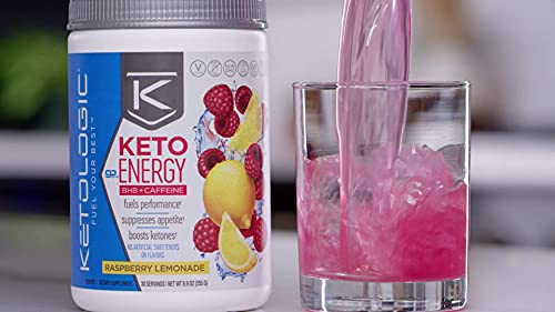 KetoLogic BHB Exogenous Ketones Drink Powder + Electrolytes + Caffeine - Keto Pre-Workout - Patented goBHB® Max Results - Amplify Ketosis, Utilize Fat for Energy (30 Servings) Raspberry Lemonade