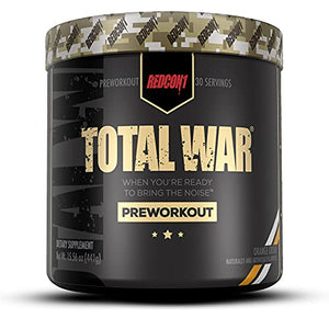 Redcon1 Total War - Pre Workout, 30 Servings, Boost Energy, Increase Endurance and Focus, Beta-Alanine, Caffeine (Orange Crush)