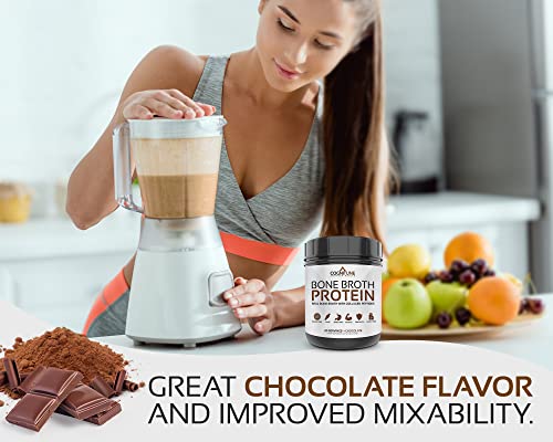 Bone Broth Protein Powder Chocolate - Grass Fed Collagen Peptides - Protein Powder Without Artificial Sweeteners - No Sugar, Paleo & Keto Friendly -Dairy Free, Gluten Free - 20g Protein, 20 Servings