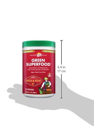 Amazing Grass Greens Blend Superfood: Super Greens Powder with Spirulina, Chlorella, Beet Root Powder, Digestive Enzymes & Probiotics, Berry, 60 Servings (Packaging May Vary)