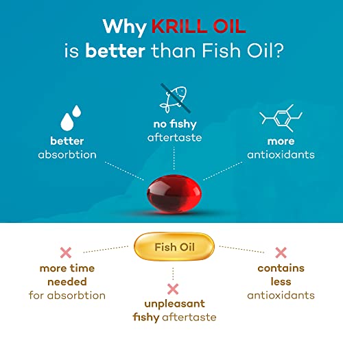 Daiwa Krill Oil 1000mg - EPA DHA Omega 3 6 9 Supplement with Astaxanthin for Joint, Brain and Heart Health - Made from Antarctic Krill Oil
