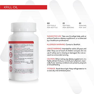 Anew Vita Krill Oil Supplement. EPA DHA Omega-3 Fatty Acids. Supports Cardiovascular Health, Healthy Joints, Bone Health. 1000mg. 60 Softgels