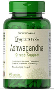 Ashwagandha Root Extract 750mg Ayurvedic Stress Support Herb, 90 vegi caps by Puritan's Pride®