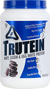 Body Nutrition Protein Powder - Trutein Cookies & Cream 2lb Whey, Casein, Keto Drink, Workout, Recovery