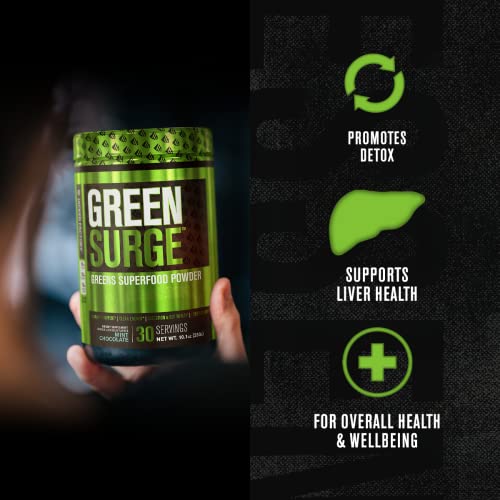 Green Surge Green Superfood Powder Supplement - Keto Friendly Greens Drink w/Spirulina, Wheat & Barley Grass - Green Tea Extract, Probiotics and Digestive Enzymes - Mint Chocolate - 30sv