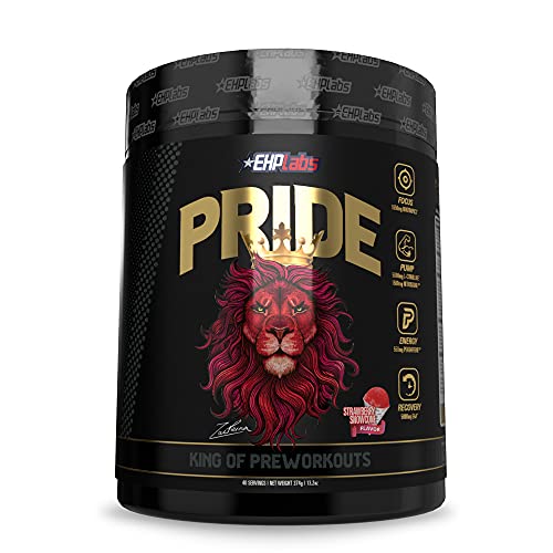 Pride by EHPlabs Pre-Workout Supplement - Energy Booster, Sharp Focus, Epic Pumps & Faster Recovery - 40 Servings (Strawberry Snowcone)