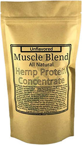 Hemp Protein Concentrate Powder, Raw Vegan, 100% Pure Unflavored, USA, Muscle Blend, 12 oz Pouch