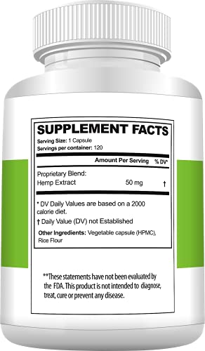 Hemp Oil Capsules 6000 Mg (120 Capsules | 120 Servings) - Best 100% Organic Hemp Oil Extract for Pain Support - Natural Stress Relief and Immune Support with Omega 3 6 9 - Made in USA