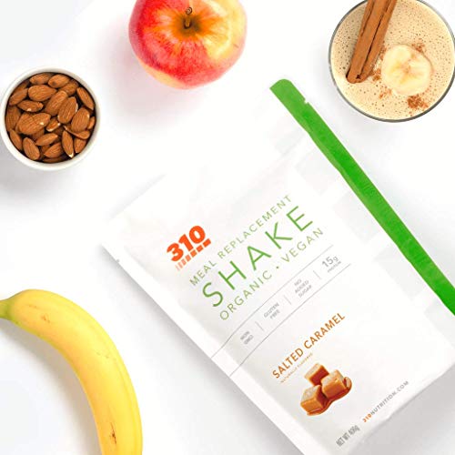 Vegan Organic Plant Protein Powder and Meal Replacement Shake - By 310 Nutrition - Gluten, Dairy and Soy Free - 0g of Sugar | Keto and Paleo Friendly… (Salted Caramel, 14 Servings)
