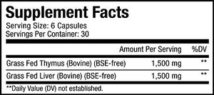 Codeage Grass Fed Beef Thymus Supplement - Freeze Dried, Non-Defatted, Desiccated Beef Thymus & Liver Pills Glandulars Meat – Pasture Raised Argentina Beef Vitamins for Thymus - Non-GMO -180 Capsules