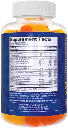 Vegetarian Kids Multivitamin Gummies by Feel Great Vitamin Co. | Plant Based Fruit Pectin Vitamins for Kids | Supports Growth of Bones & Muscles, Supports The Immune System with Zinc. | 45 Day Supply