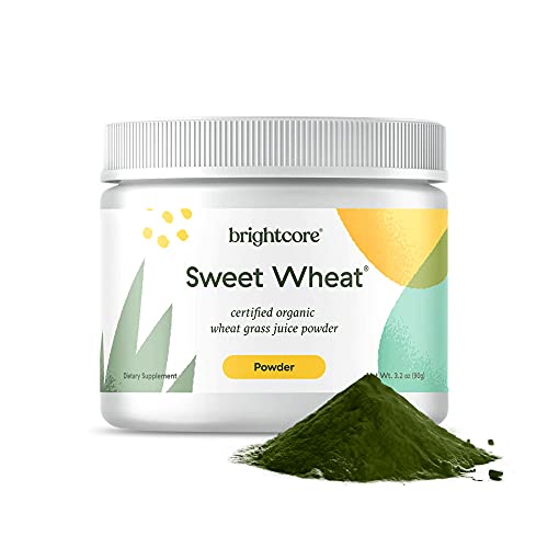 Brightcore Nutrition - Sweet Wheat, Wheat Grass Juice Powder, Green Superfood for Digestive Health and Immune Boost, Nutrient-Rich Wheatgrass Juice Drink, 90 Grams