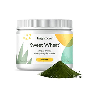 Brightcore Nutrition - Sweet Wheat, Wheat Grass Juice Powder, Green Superfood for Digestive Health and Immune Boost, Nutrient-Rich Wheatgrass Juice Drink, 90 Grams