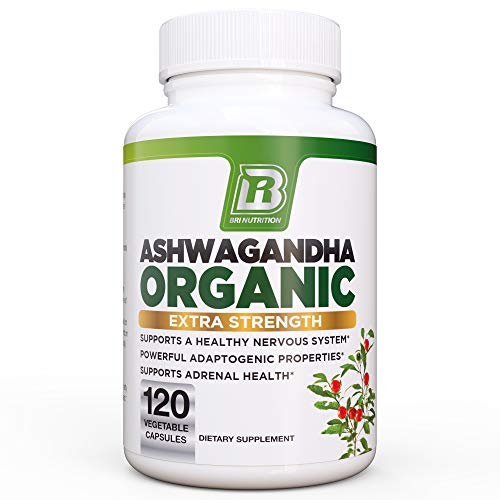 BRI Nutrition Organic Ashwagandha - Supports Healthy Mood, Energy Levels & Calm State of Mind - 1400mg Per Service (120 Count)