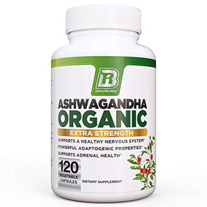 BRI Nutrition Organic Ashwagandha - Supports Healthy Mood, Energy Levels & Calm State of Mind - 1400mg Per Service (120 Count)